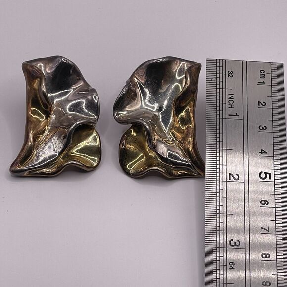 David Varsano Sterling Silver Electroform Modern CLIP ON Vintage Earrings Israel - Picture 6 of 9